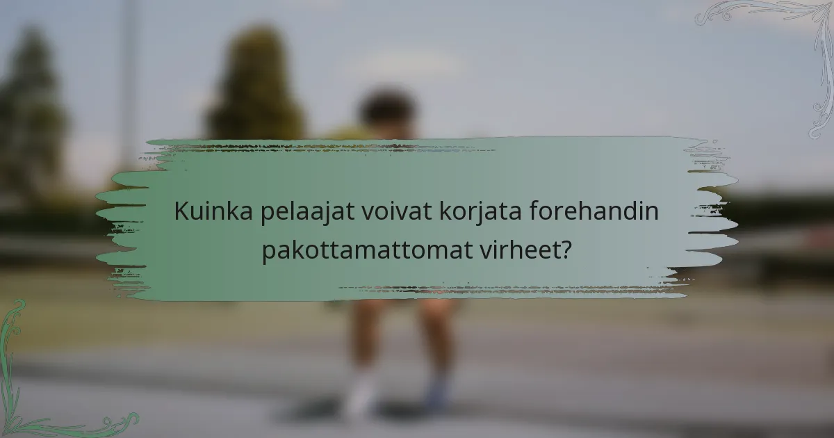 Kuinka pelaajat voivat korjata forehandin pakottamattomat virheet?