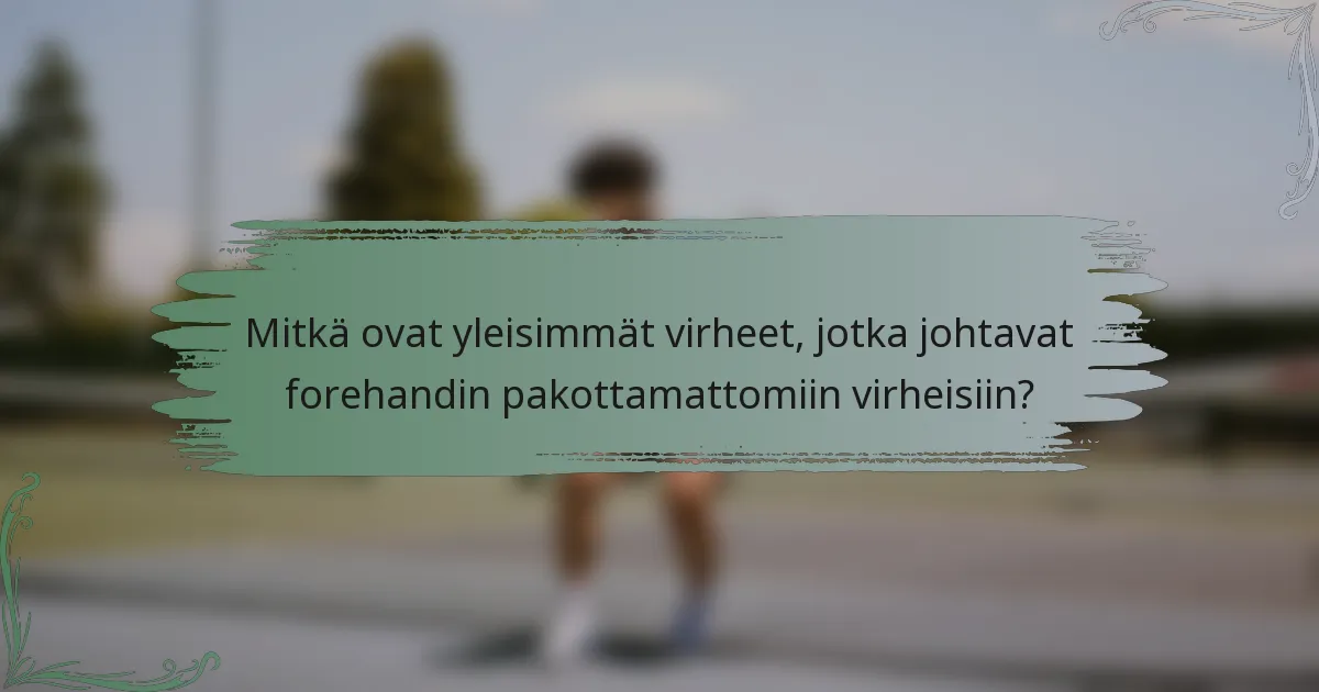 Mitkä ovat yleisimmät virheet, jotka johtavat forehandin pakottamattomiin virheisiin?