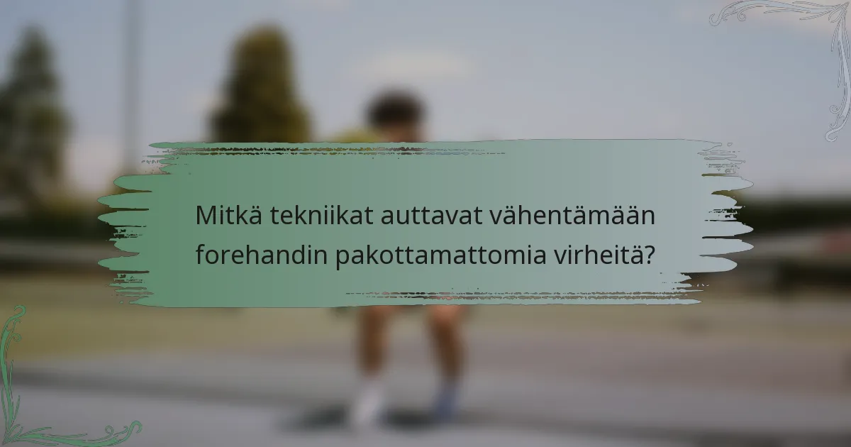Mitkä tekniikat auttavat vähentämään forehandin pakottamattomia virheitä?